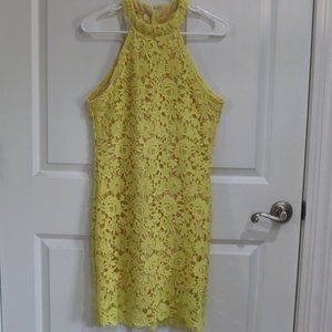 Lace Sleeveless Yellow Dress